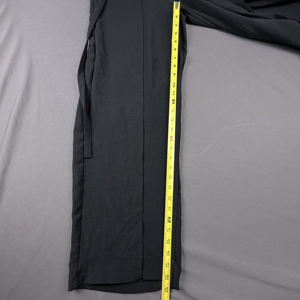 ZARA Black Wide Leg Flowy Palazzo Pants Tie Waist Resortwear Vacation Women's M - Picture 6 of 10